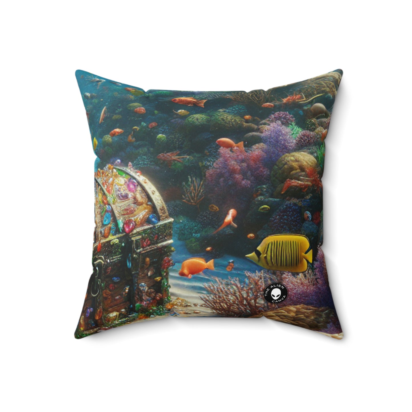 "Jeweled Depths: Discover the Hidden Treasure"- The Alien Spun Polyester Square Pillow