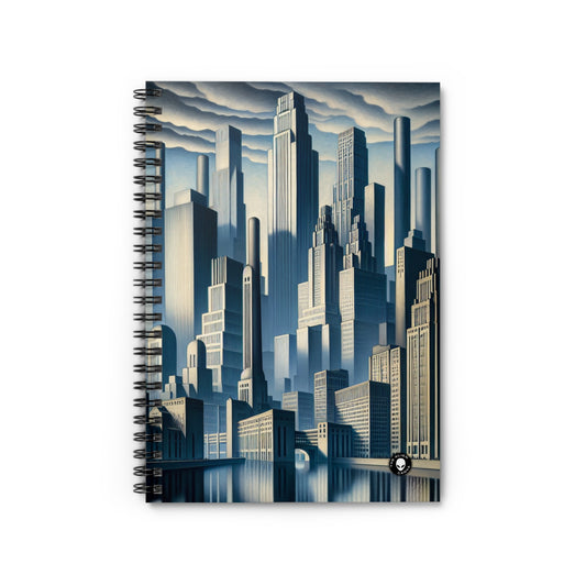 "Modern Metropolis: A Precisionism Perspective" - The Alien Spiral Notebook (Ruled Line) Precisionism