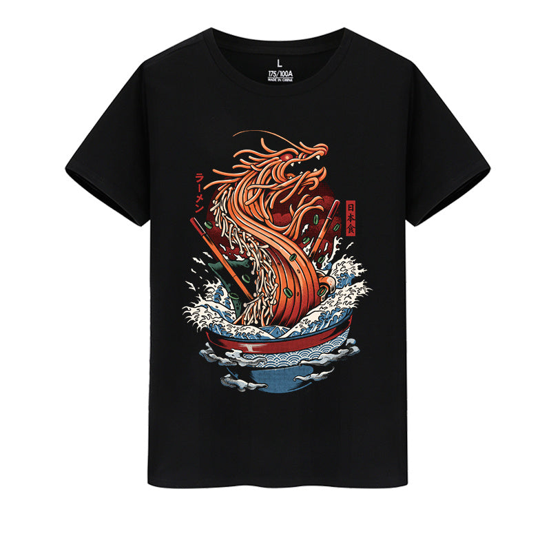 Printed pork bone ramen short sleeve