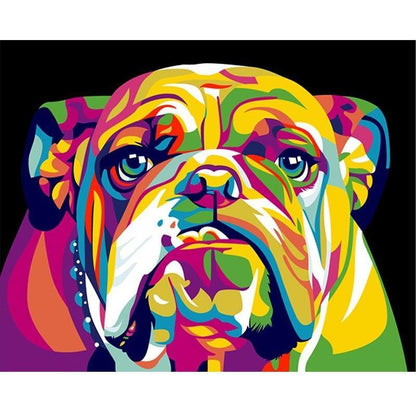 XXL - Peinture diamant 5D - Bulldogge néon anglais