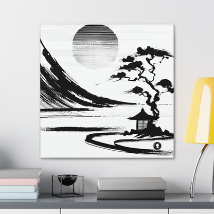 "Harmony of Wind and Water: A Zen Ink Painting" - The Alien Canva Zen Ink Painting