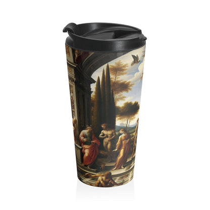 "El renacimiento de una ciudad: combinación de elegancia clásica con energía urbana moderna" - Taza de viaje de acero inoxidable The Alien Renaissance Art