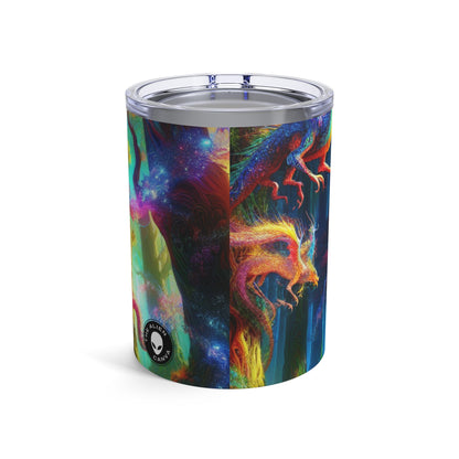 "Bosque arcoíris del dragón" - Vaso extraterrestre de 10 oz