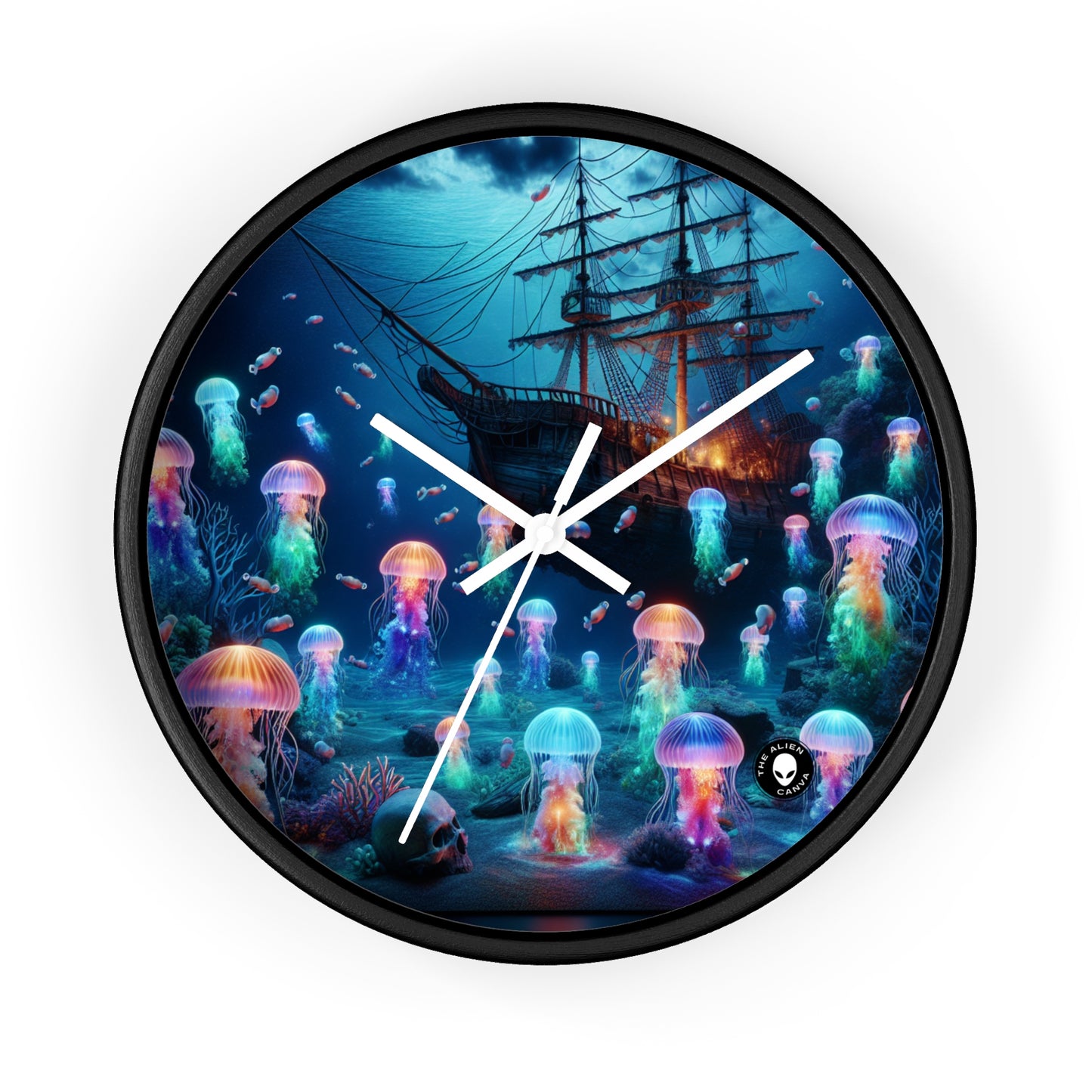 « Le paradis des méduses lumineuses : une aventure sous-marine de rêve » – L'horloge murale Alien