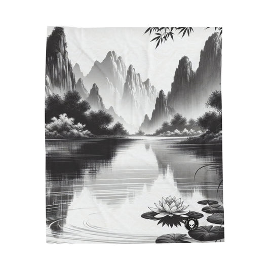 "Esplendor prístino" - La manta de felpa de pana alienígena Pintura con tinta zen