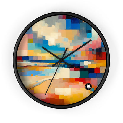 "Sunset Serenity: Pintura de campo de color pastel suave" - ​​La pintura de campo de color del reloj de pared alienígena