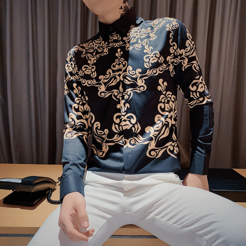 Slim sleeve printed casual shirt