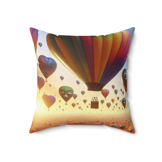 "Emotional Skyline: A Surreal Balloon Landscape"- The Alien Spun Polyester Square Pillow