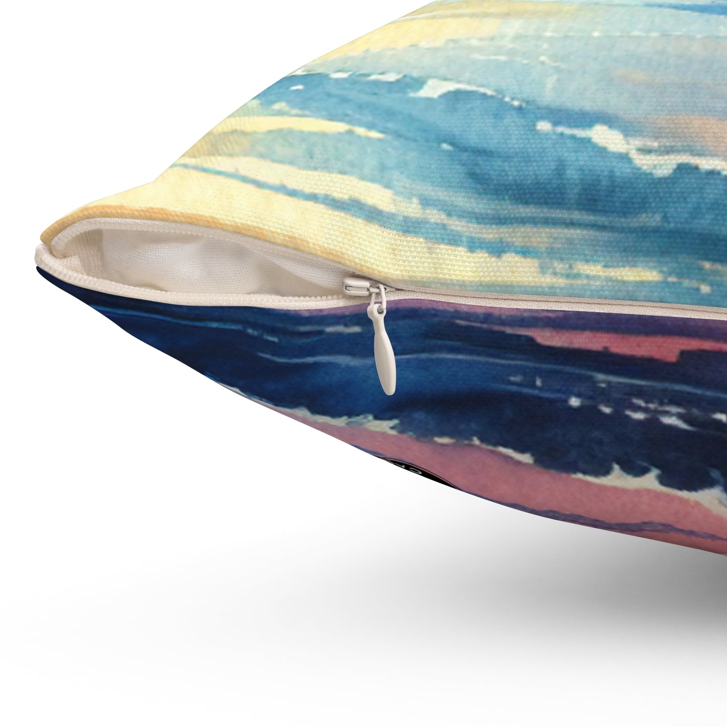 "Sunrise at the Beach" - The Alien Spun Polyester Square Pillow Watercolor Painting