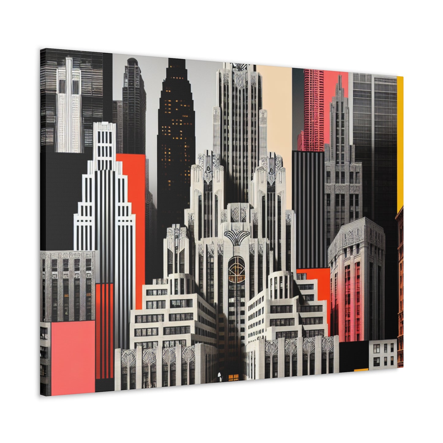 "A Contrast of Times: Classic Art Deco Skyscrapers and a Modern Cityscape" - The Alien Canva Art Deco Style