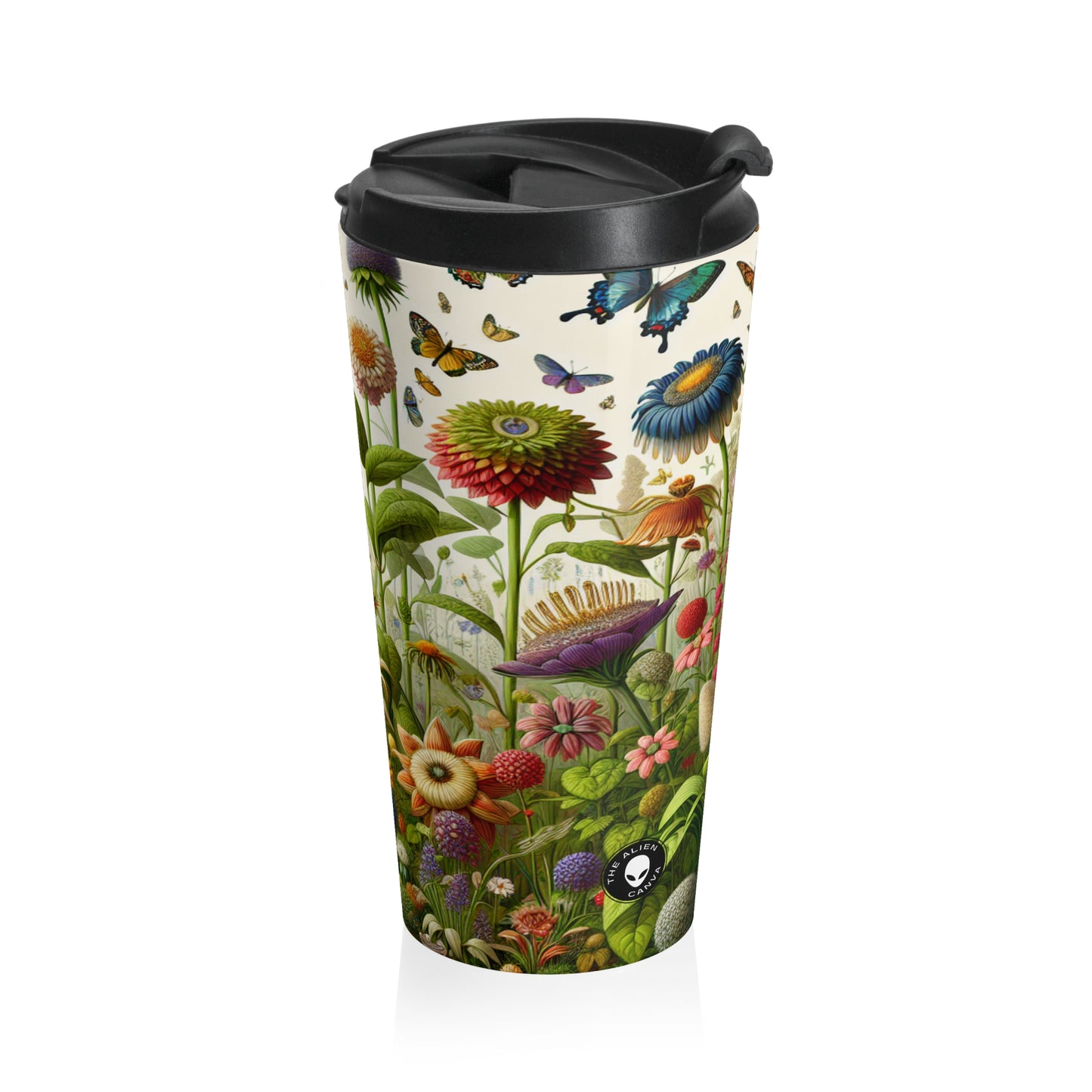 "Enchanted Garden: A Whimsical Scene" - The Alien Stainless Steel Travel Mug