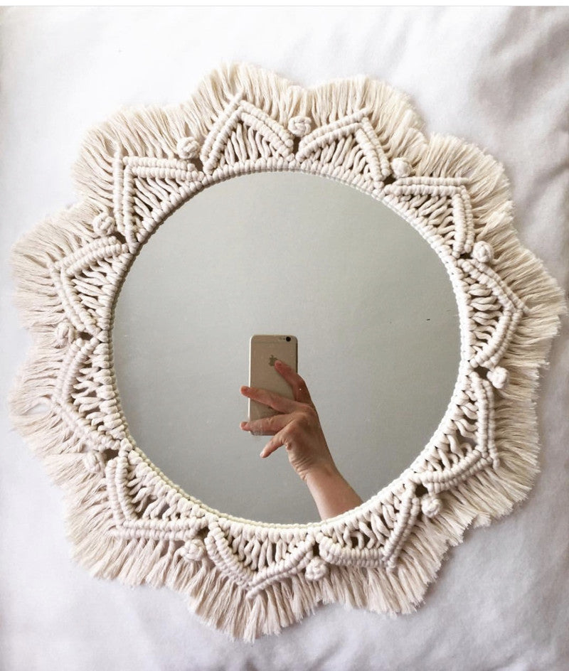 Sunflower. INS Scandinavian Girl Heart Mirror Handmade Tapestry Cosmetic Mirror Ring Home Decoration