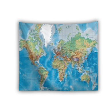 World map tapestry