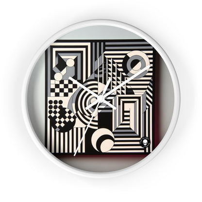 "Mesmerize: Geometría Op Art audaz en blanco y negro" - The Alien Wall Clock Op Art