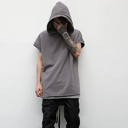 Solid color sleeveless sleeveless hoodie