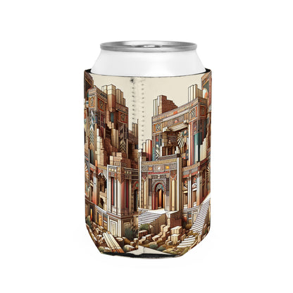 "Deco Ruins: Geometric Art in an Ancient Setting" - The Alien Can Cooler Sleeve Art Deco Style