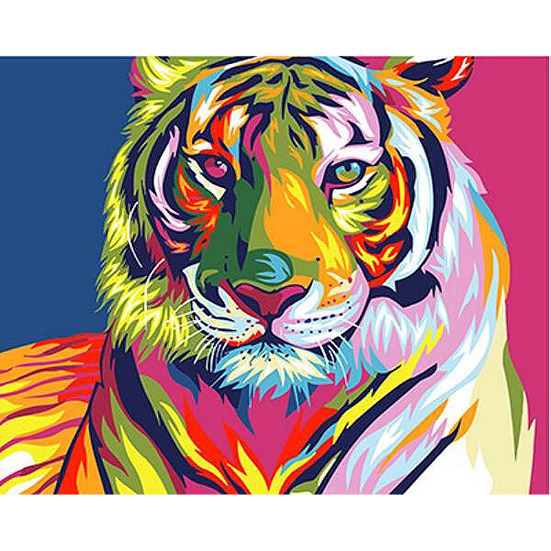 picture by numbers on canvas diy Colorful Tiger painting by numbers with acrylic paints new drop shipping