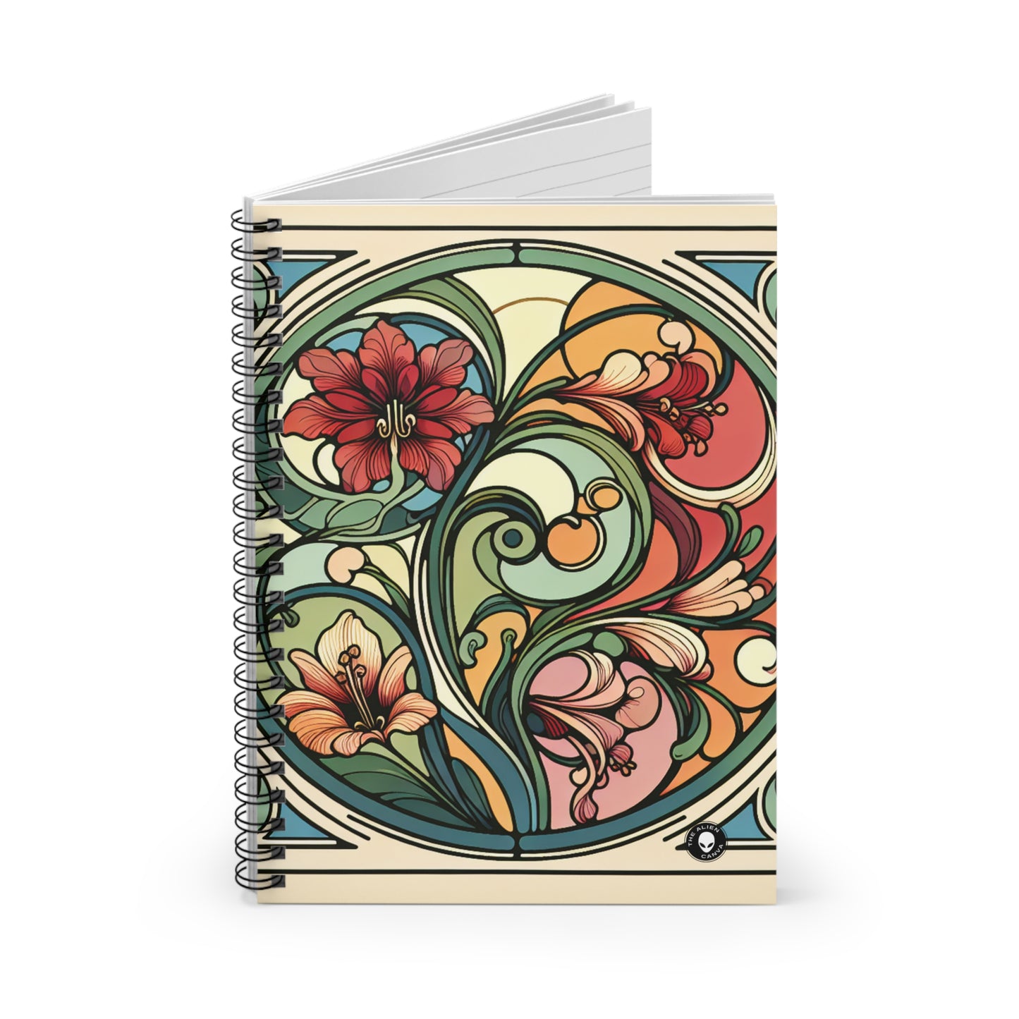 "Enchanting Depths: An Art Nouveau Ode to the Underwater Realm" - The Alien Spiral Notebook (Ruled Line) Art Nouveau