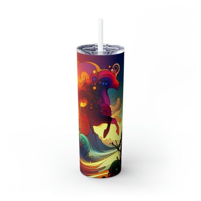 "Crossovers Clash: The Ultimate Battle of Dimensions" - The Alien Maars® Skinny Tumbler with Straw 20oz Video Game Art