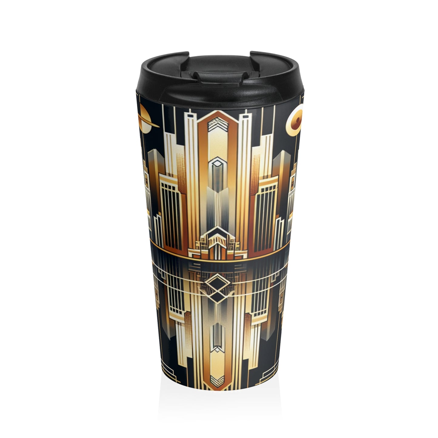 "Luxe Deco: Artistic Elegance at The Grand Hotel" - The Alien Stainless Steel Travel Mug Art Deco