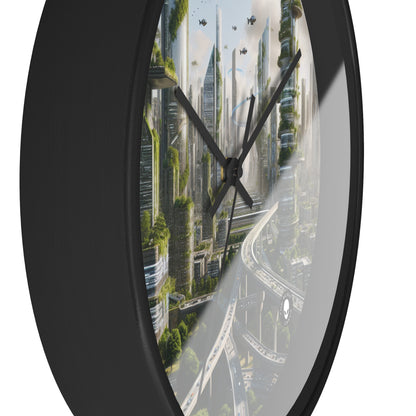 "Nature's Reclamation: A Futuristic Cityscape" - The Alien Wall Clock