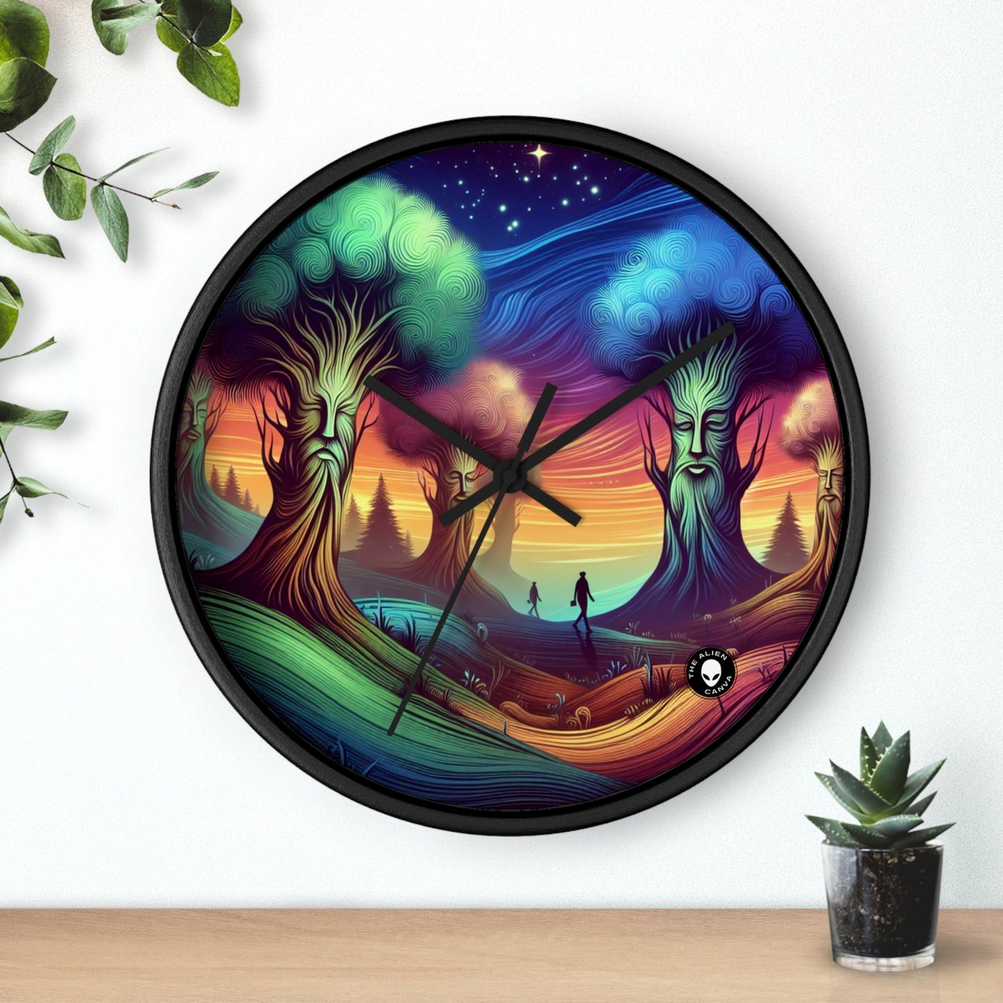 "Whispering Trees: Secrets of the Mystic Forest" - The Alien Wall Clock