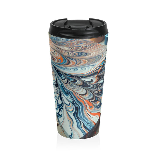 "Tilting the Canvas: Acrylic Pouring Exploration" - The Alien Stainless Steel Travel Mug Acrylic Pouring Style