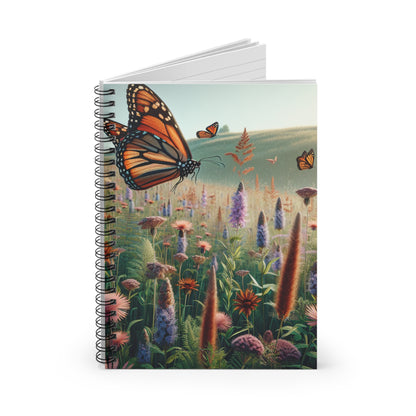 "A Monarch in Wildflower Meadow" - The Alien Spiral Notebook (Ruled Line) Realism Style