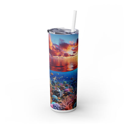 "Sunset Splendor: Underwater Coral Reef" - The Alien Maars® Skinny Tumbler avec paille 20oz