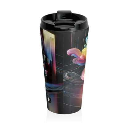 "Neon Nights: A Futuristic Urban Dream" - The Alien Stainless Steel Travel Mug Digital Art