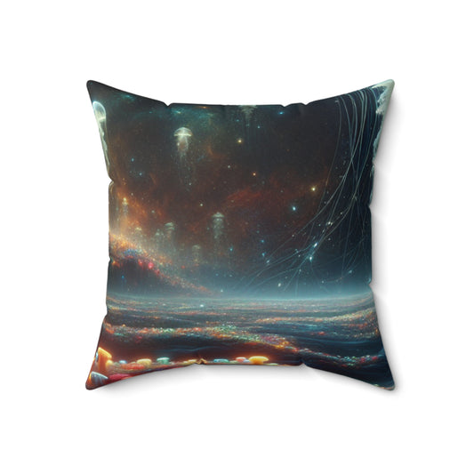 Jellyfish Dreamscape- The Alien Spun Polyester Square Pillow