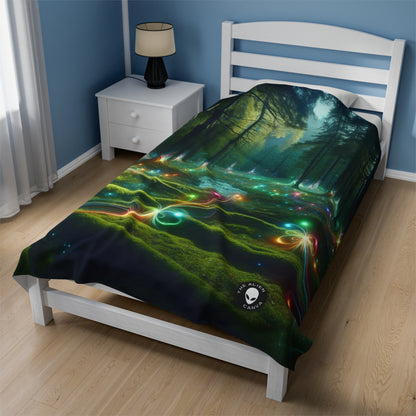 - Crystal-Enchanted Forest: A Tapestry of Light - The Alien Velveteen Plush Blanket