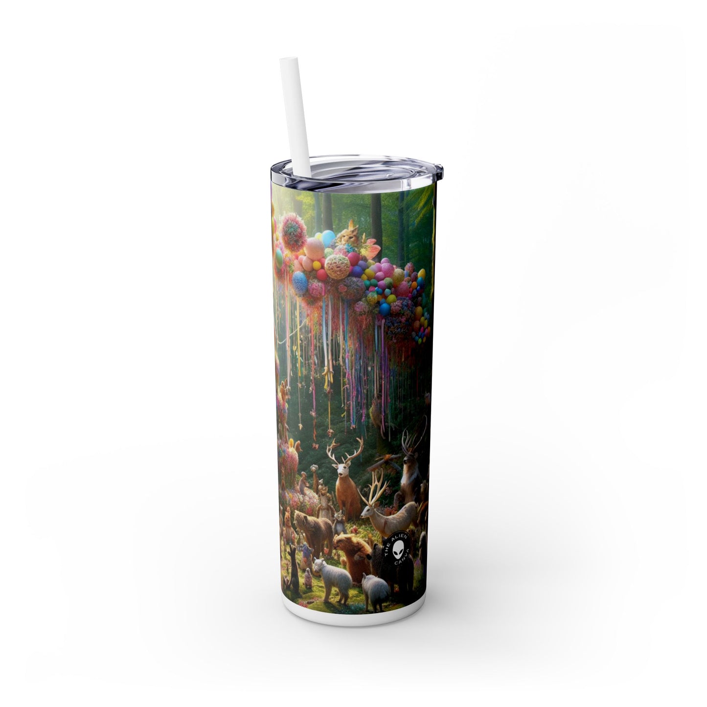 "Fiesta del bosque": vaso estrecho con pajita de 20 oz de Alien Maars®