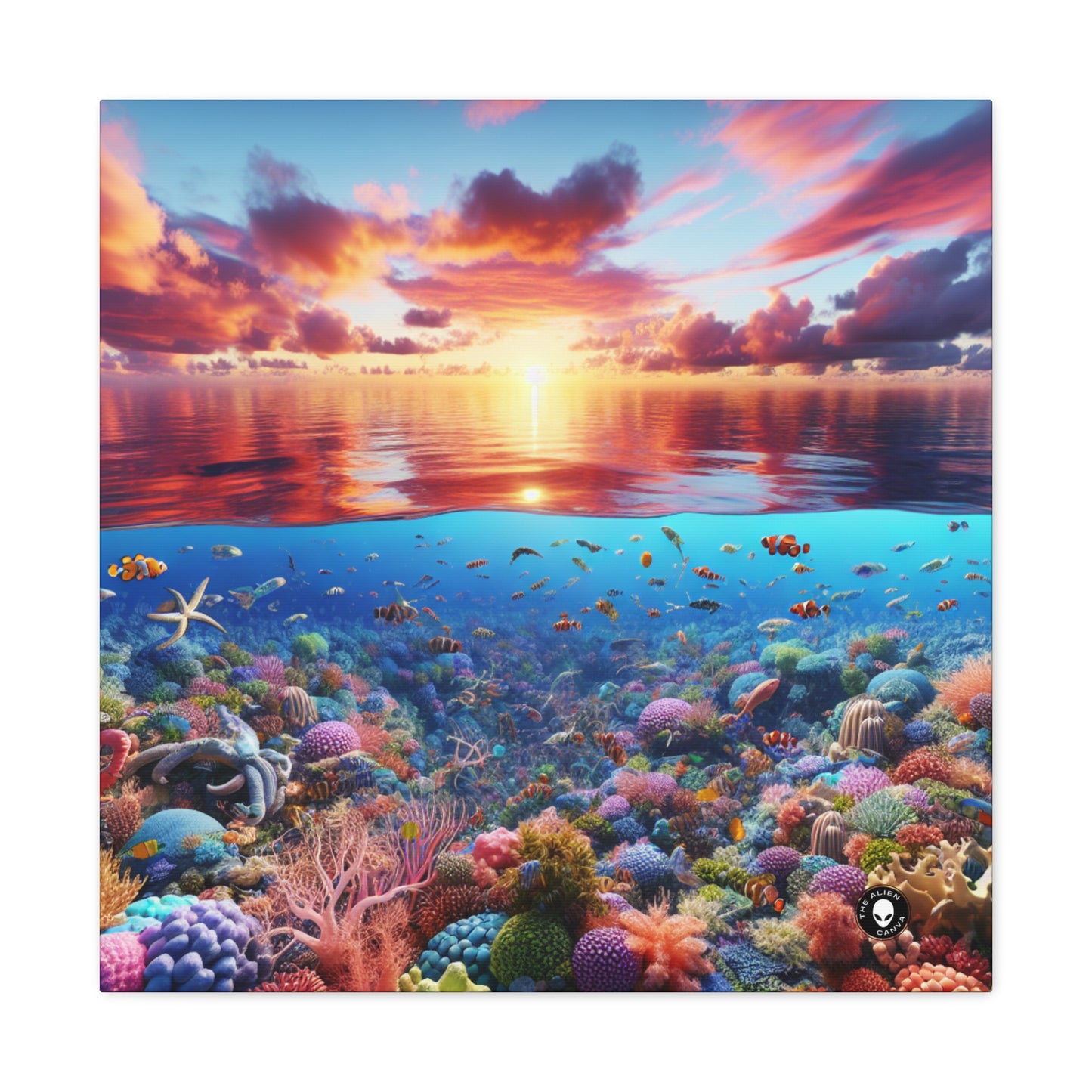 "Sunset Splendor : Récif de corail sous-marin" - The Alien Canva