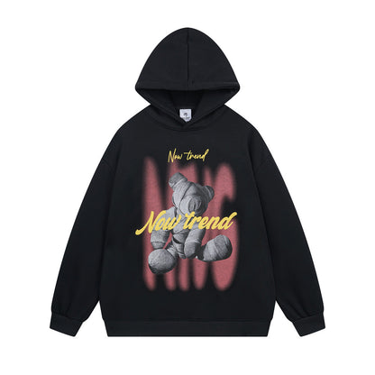 Sudadera con capucha de polar con estampado de oso momia Hip Hop