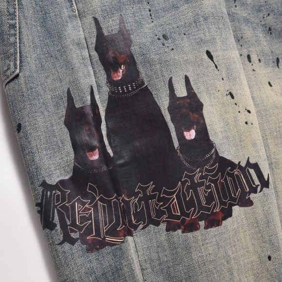 Vaqueros con diseño Dubin estampados con barba de gato malo y corte a cuchillo sueltos