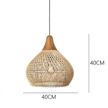 Vintage Living Room Wooden Wind Rattan Woven Chandelier