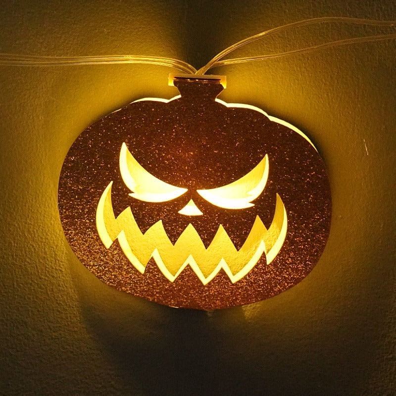 New Paper Halloween Decoration Electronic Lighting Chain Led Party Atmosphere Haunted House Props Pumpkin Shape