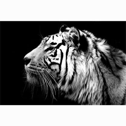 Pintura en lienzo de animales modernos, carteles en blanco y negro con cabeza de tigre