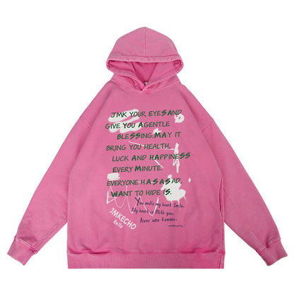 Sudadera con capucha con estampado de graffiti y letras para hombre