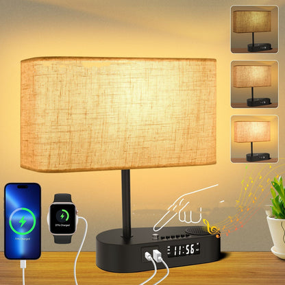 Multifunctional Bluetooth Playing Alarm Clock Fabric Table Lamp