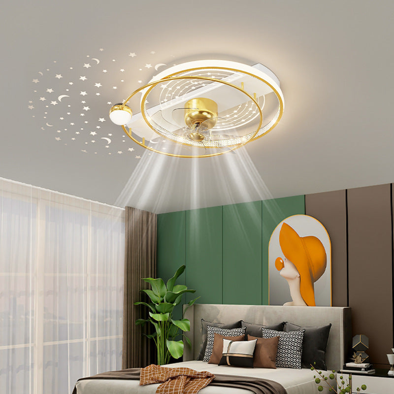 Creative 360 Rotating Head Shaking Electric Fan Integrated Ceiling Lamp