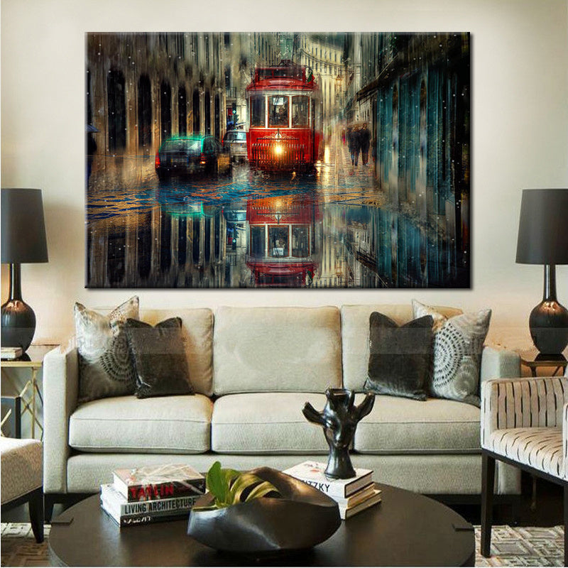 Urban Street Oil Painting Retro Abstract Poster