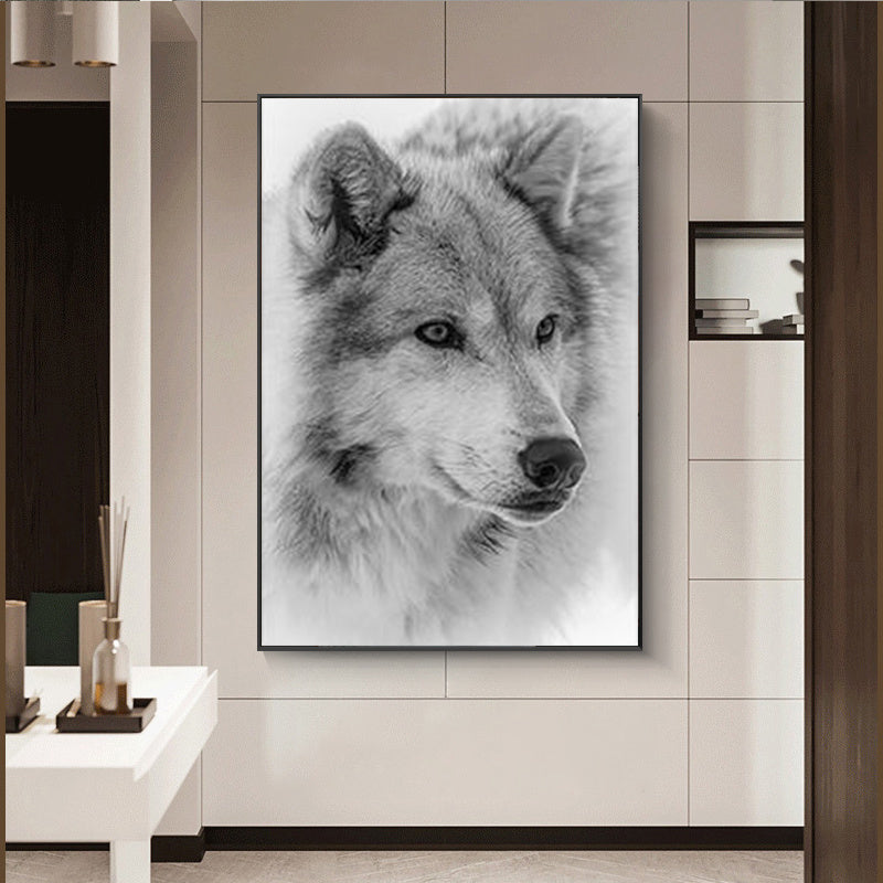 Póster nórdico de lienzo de arte de pared de lobo de acuarela