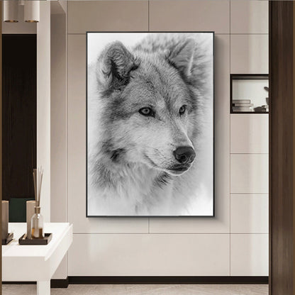 Toile d'art mural loup aquarelle, affiche nordique