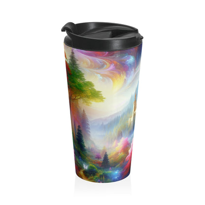 "Glowing Enchantment: The Castle in the Colorful Forest" - The Alien Stainless Steel Travel Mug