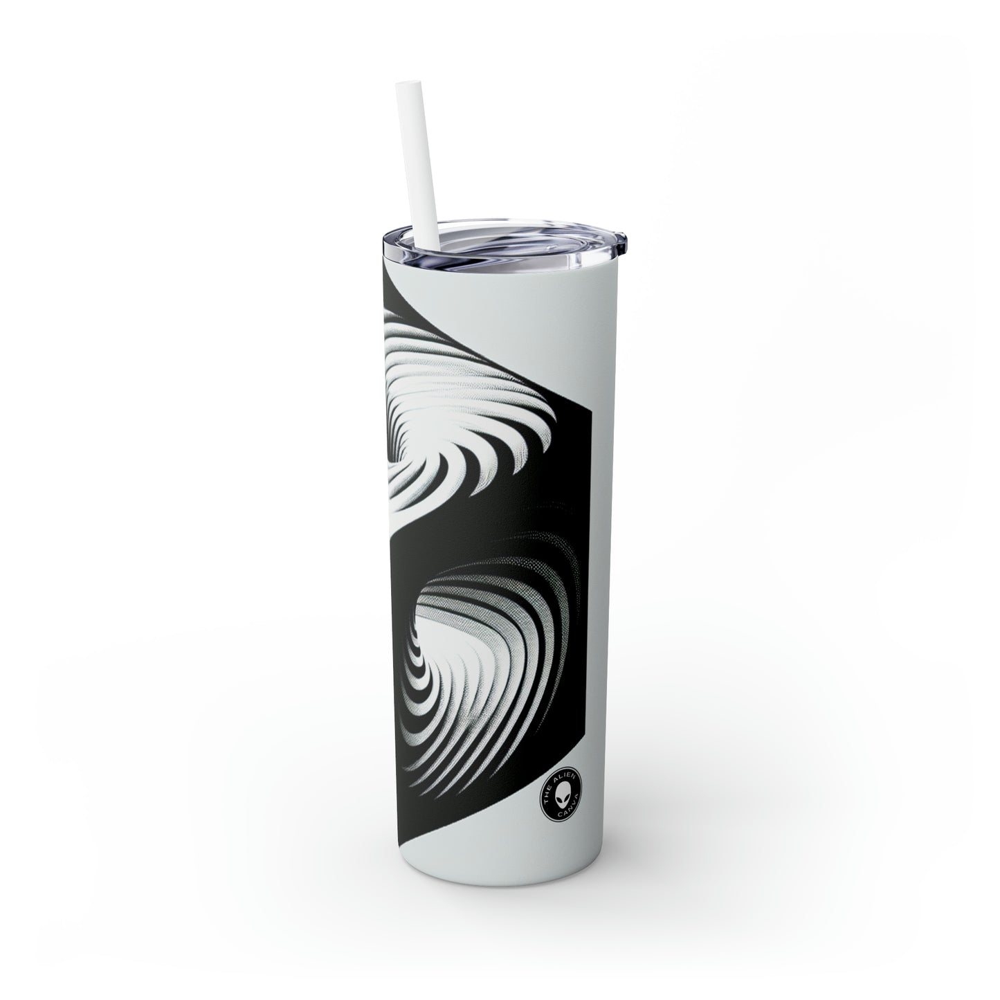 "Convolutional Cube: An Optical Illusion of Unceasing Movement" - The Alien Maars® Skinny Tumbler with Straw 20oz Op Art