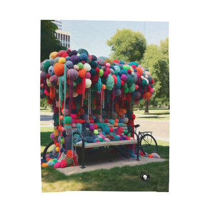 "Whimsical Wonders: Yarn-Bombing the Cityscape" - La couverture en peluche Alien Velveteen Yarn Bombing (Fiber Art)