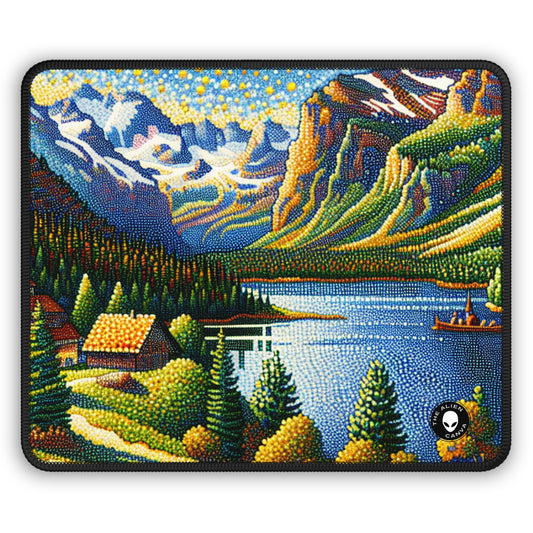 "Tranquil Sunset: A Pointillist Masterpiece of Serene Countryside" - The Alien Gaming Mouse Pad Pointillism