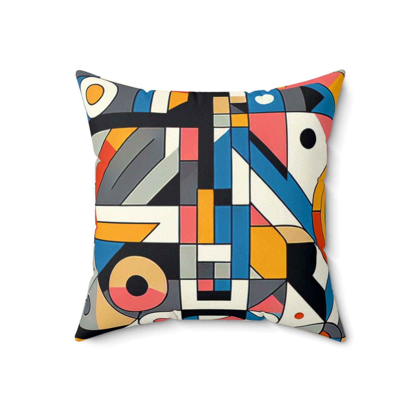 "Cityscape Ignited"- The Alien Spun Polyester Square Pillow Geometric Abstraction